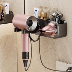 New Arrival Suction Cup Hair Dryer Holder No-Drill Wall-Mounted Bathroom Hair Dryer Stand Magnetic Hair Dryer Storage Rack