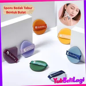 COD YBL BUNDLING Beauty Powder Puff Foundation Makeup Sponge Cushion BB Cream Make Up Tools Lembut 9mm Bulat 5x5 Cm Dua Sisi Tali Pita 13MM Spons Bedak Tabur Bentuk Bulat