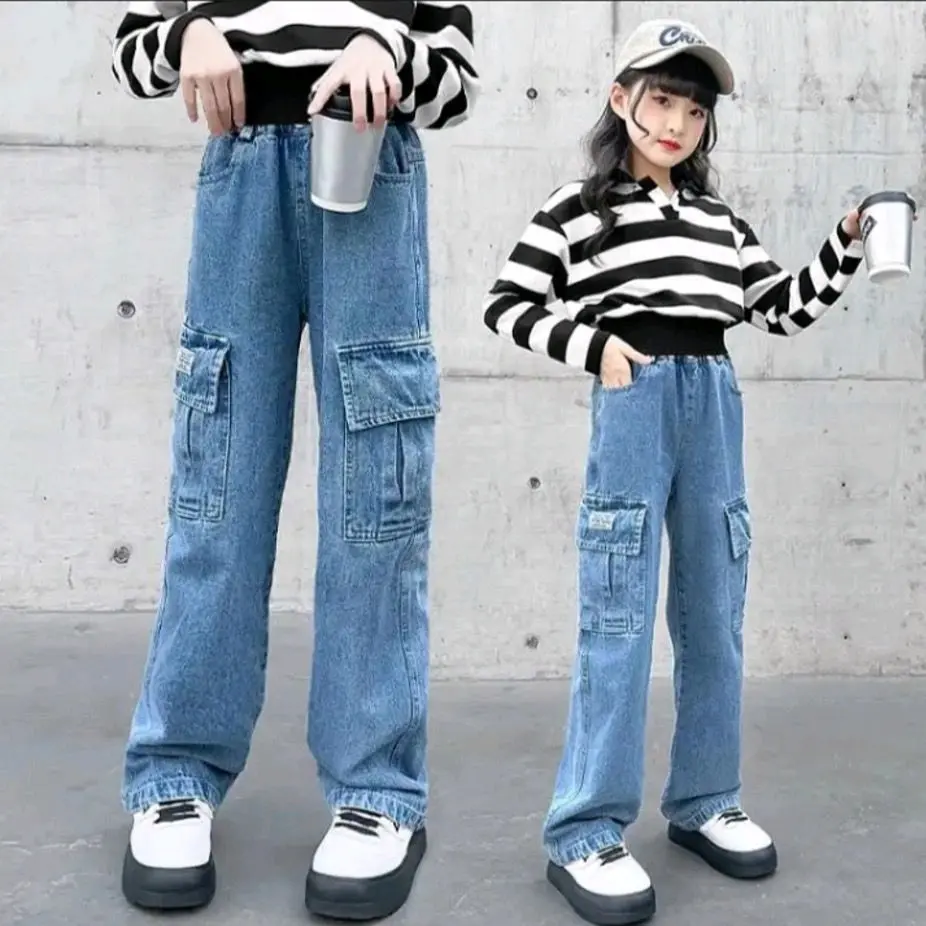 Celana Cargo Anak Perempuan Umur 7-12 Tahun Fashion Kulot - Ukuran 24