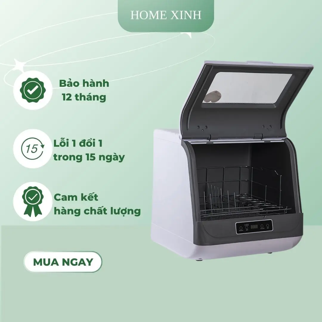 Máy rửa bát tự động Tosiko 1200W dùng nước nóng khử khuẩn bát đĩa, bình sữa nhỏ gọn tiện dụng, hàng chính hãng Rửa Chén Làm Sạch