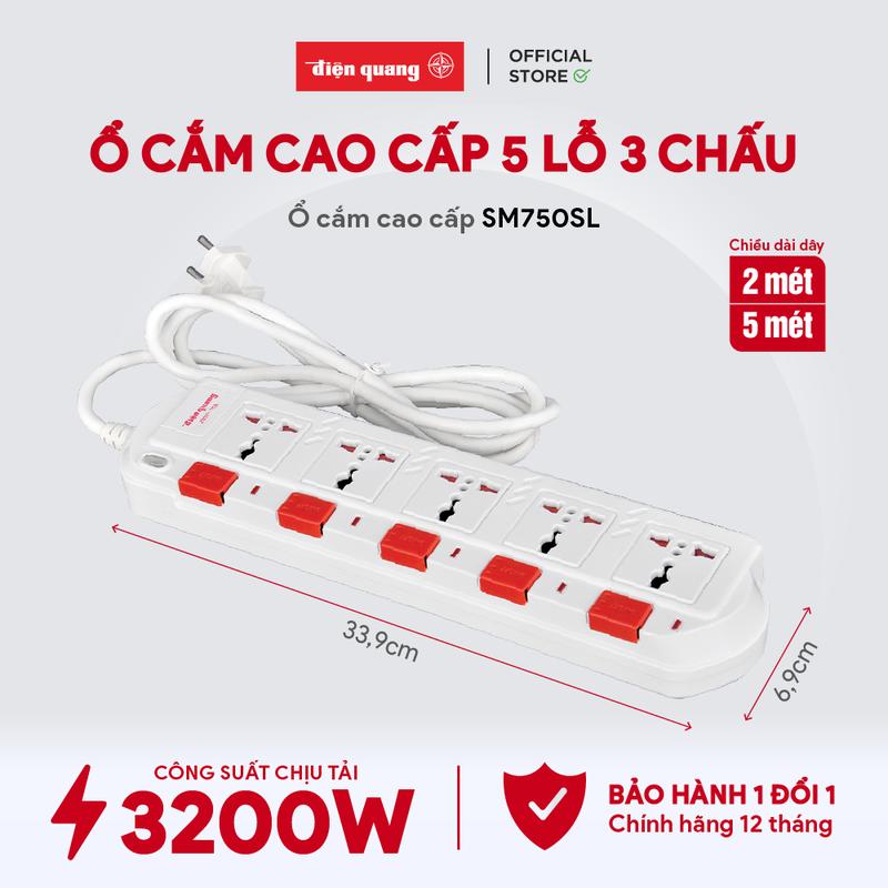 Ổ cắm Điện Quang ĐQ ESK SM750SL ( 5 lỗ 3 chấu ) 5