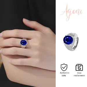 Cincin Pria Perak S925 Berlapis Safir