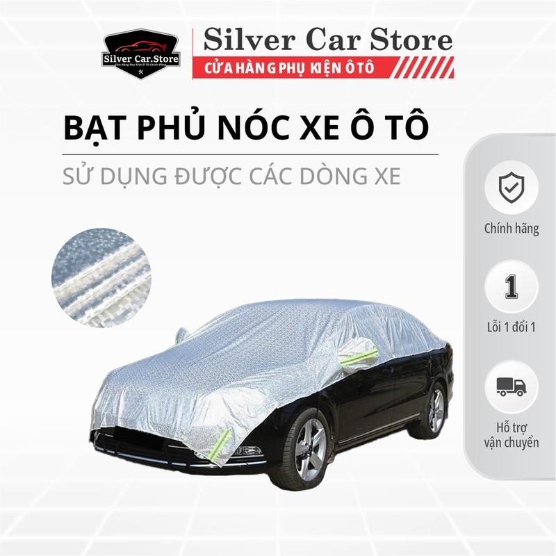 Bạt Phủ Nóc Ô tô - Che Nắp Capo Chống Nóng 5D Có Lót Bông - Bạt Che Nắng Ô Tô, Chống Xước, Chống Nóng, SilverCar rèm che xe