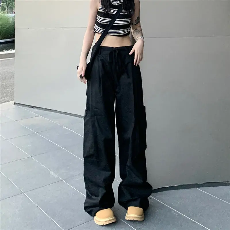Women Cargo Pants, High Waist Loose Straight Trousers with Pockets