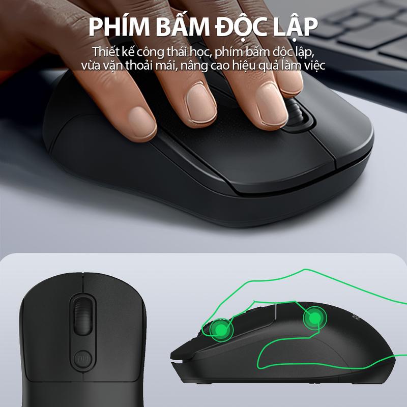 Chuột Không Dây Công Thái Học ROBOT M207 Phím Tĩnh Âm 1600 DPI 2