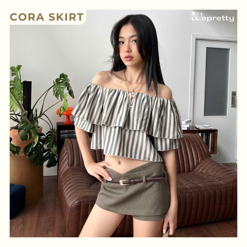 Tặng thắt lưng đen Wepretty Clothes Cora Skirt CV01 Chân Váy Ngắn Nữ Phong Cách Hàn Quốc Năng Động Chất Liệu Kaki Màu Xám Nâu Rêu Size S M L