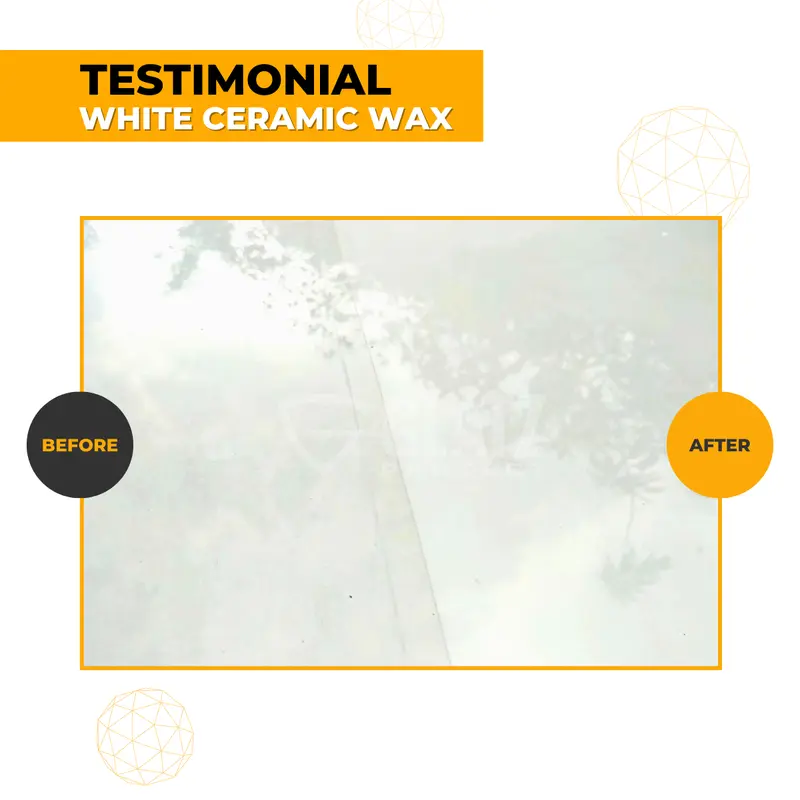 GLATZ WHITE CERAMIC WAX Pengkilap Mobil Warna Putih Membersihkan Noda Menguning & Goresan Halus Efek Hydrophobic Bonus Spon Aplikator dan Sarung Tangan 6