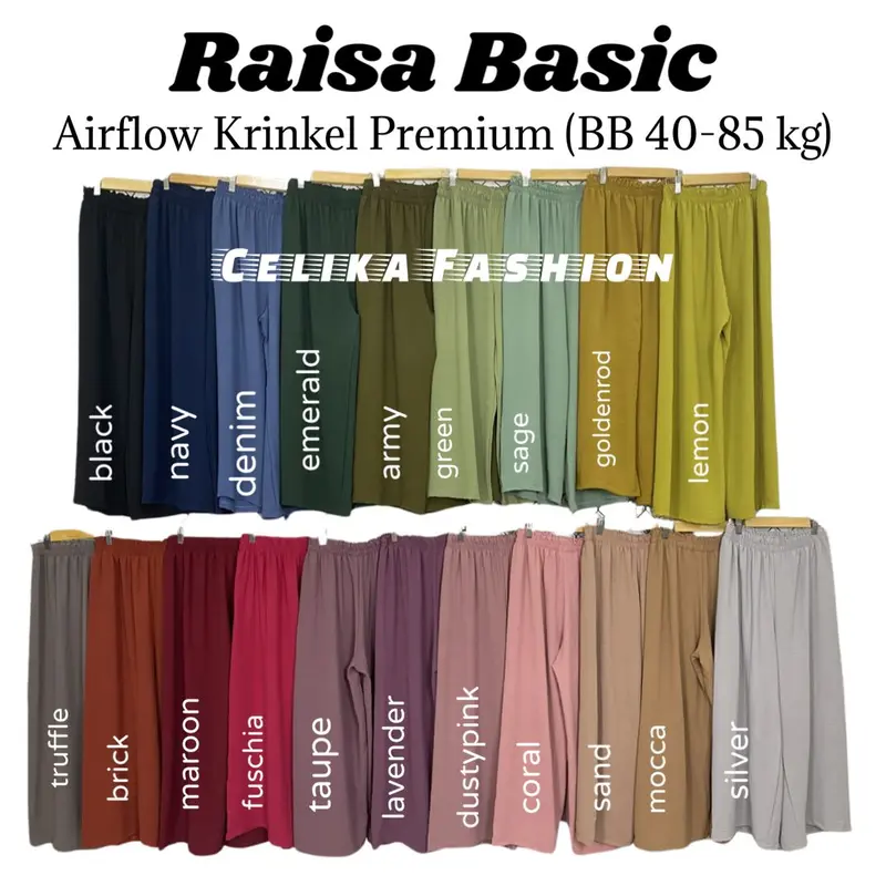 CELIKA || RAISA Celana Kulot Wanita Airflow Krinkel Premium | Celana Kulot Raisa Button | Celana Kulot Polos Premium 3