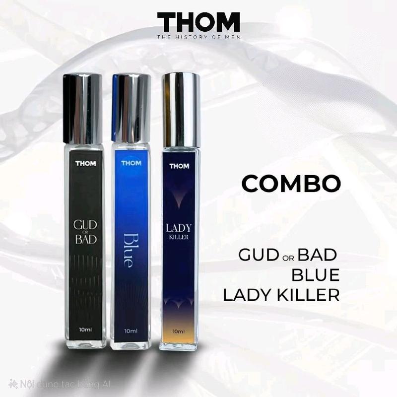  COMBO 3 CHAI Nước hoa perfume nam LADY KILLER  10ml  & GUD OR BAD  10ml  & BLUE  10ml  - THOM VN Hàng chính hãng 