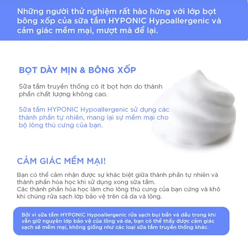 10ml - Sữa tắm cho chó cao cấp HYPONIC Hypoallergenic, dưỡng da và làm mượt lông cho mọi loại chó 5