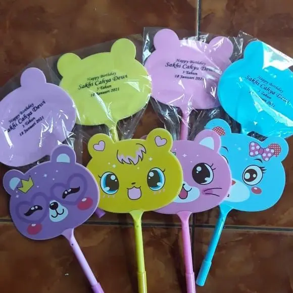 100Pcs Pulpen Kipas Kemasan Plastik Bonus Sablon Nama Dan Kartu Ucapan Terima Kasih