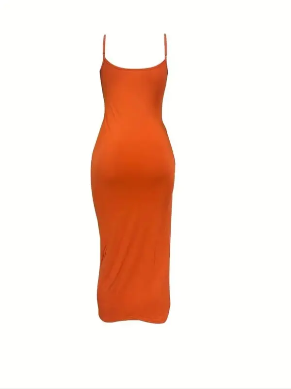 Women's Solid Color  Split Backless Cami Dress, Sexy Fashion Casual   Dress for Party Club Dating Wear, Women Dress for Summer 1