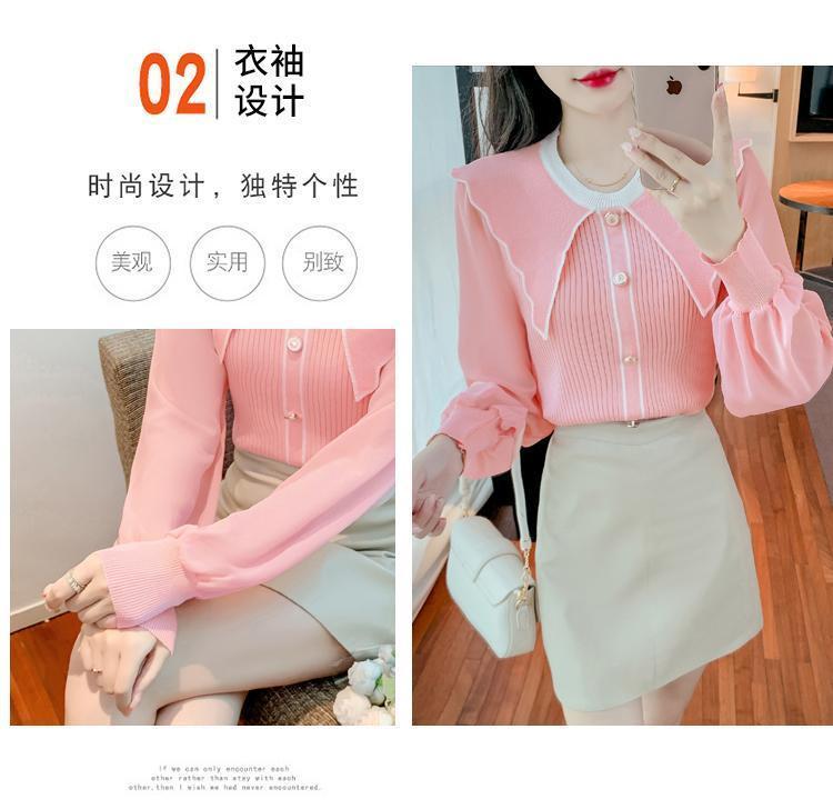 Product Introduction of Áo Len Nữ, Cổ Búp Bê Trông Trẻ Trung Dễ Thương, Màu Hồng, Áo Lớp Nền Dệt Kim, Có Thể Mặc Bên Trong, Hàng Mới Về Mùa Xuân 2024 5