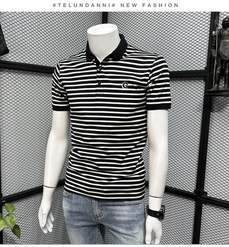 Product Introduction of Áo Polo Có Ve Áo Sọc, Hàng Mới Về Mùa Hè 2024, Phong Cách Hàn Quốc, Dễ Phối Đồ Dáng Ôm, Áo Polo Nam ngắn Tay Thêu, Thời Trang 6