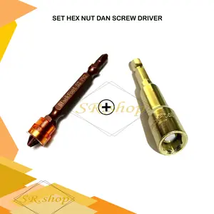 1 SET KUNCI GYPSUM , KUNCI BAJA RINGAN ROOFING, Mata Obeng Angin Obeng Gypsum PH2 X 65MM Mata Bor Mata Screwdriver BLACKFOOT DAN Hex nut Kunci Socket Baut Baja Ringan Magnetic Socket Mata Sock Mesin Bor 8 mm X 65 mm