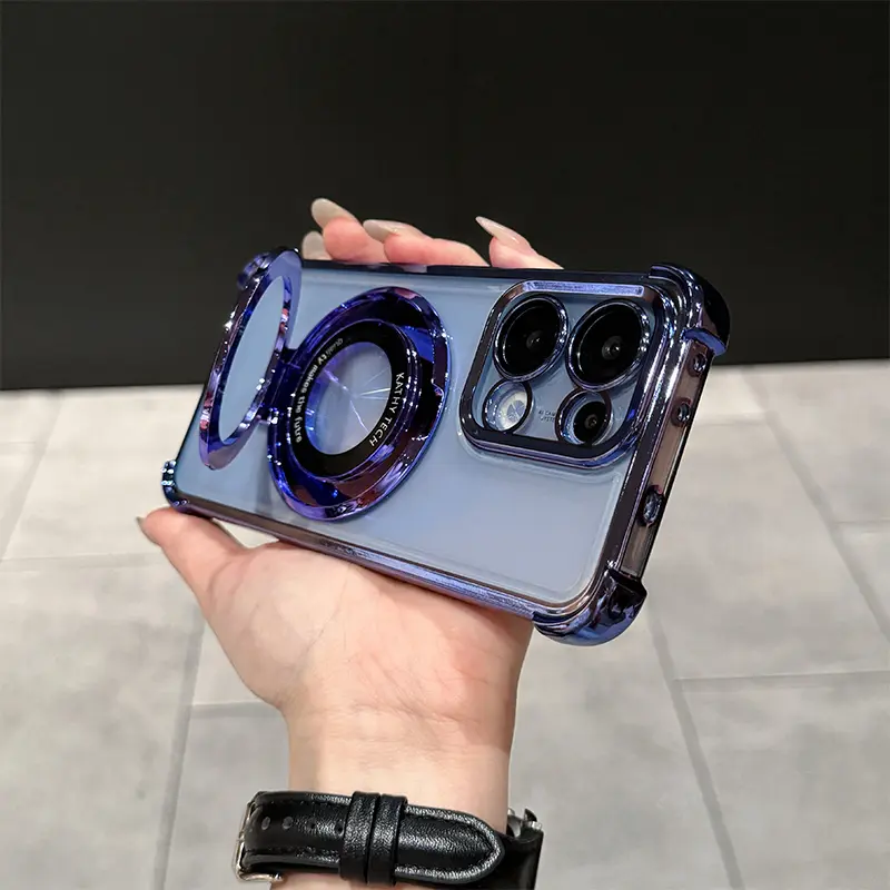 Phone Case For OPPO Reno 13 Reno13 Pro 5G With Magnetic Bracket Transparent Airbag shockproof With Lens Film Back Cover