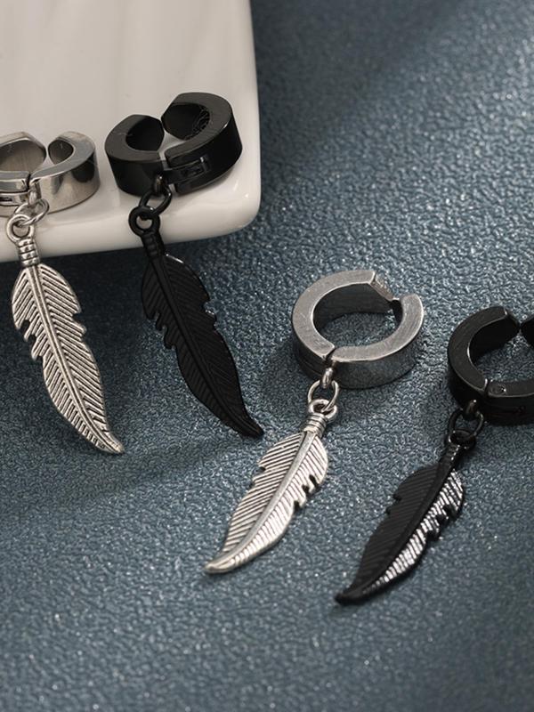 Punk Style Feather Design Dangle Earrings, 1 Count/ 1 Pair Fashionable Dangle Earrings for Men & Women for Party, Daily Decor, Trendy All-match Goth Jewelry for Birthday Gift 2