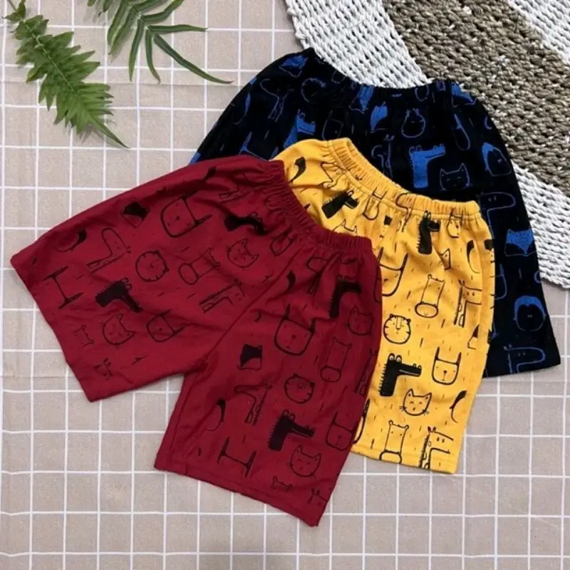 (10 pcs Harga grosir) celana anak pendek harian motif hewan Katun Santai Fashion 1