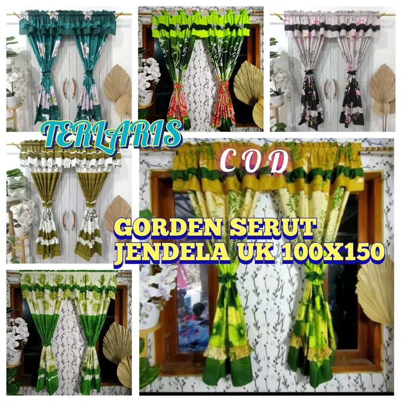 GORDEN JENDELA SERUT UK 100X150 cm Jendela Katun Tali 0