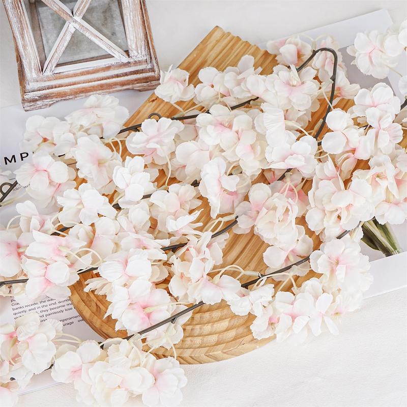 Artificial Cherry Blossom Vine, 1 Count Romantic Cherry Blossom Wreath, Decorative Bow for Wedding Festival Home Decor, Ornaments 6