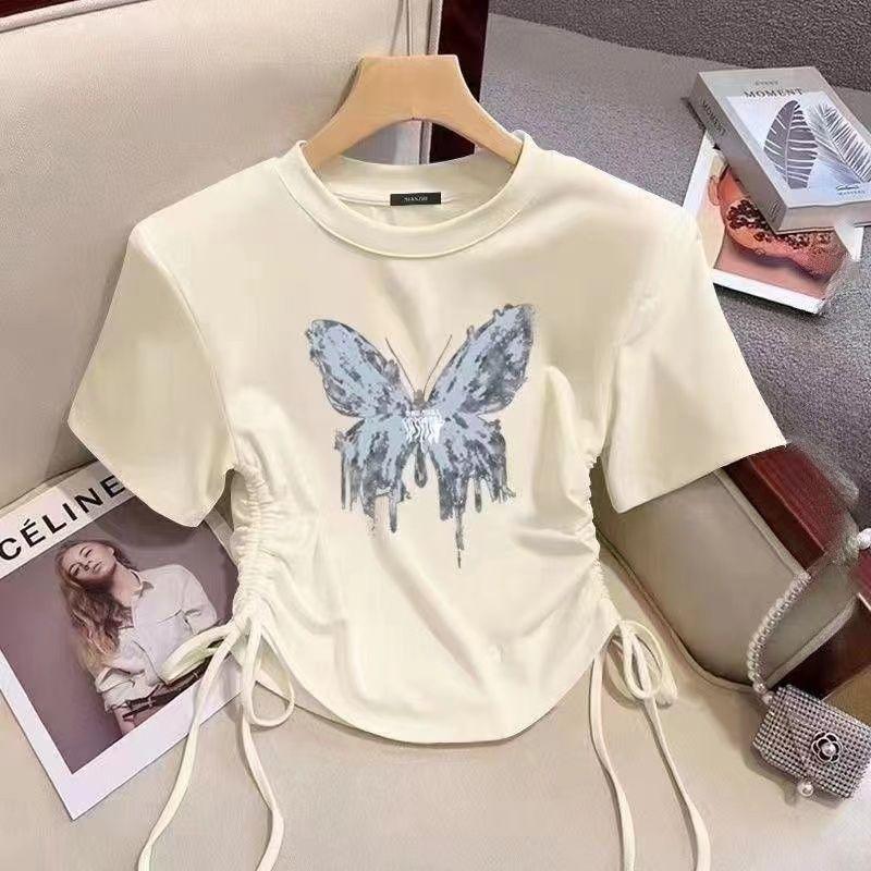 Product Introduction of Áo Thun Cotton Ngắn Tay Màu Mơ, Cho Bé Gái, Thích Hợp Cho Mùa Hè, Dây Rút, Thiết Kế Đáng Yêu, Áo Sơ Mi In Hình XINGX, Thời Trang, Cho Trẻ Em Trung Bình Và Lớn Top Women 1