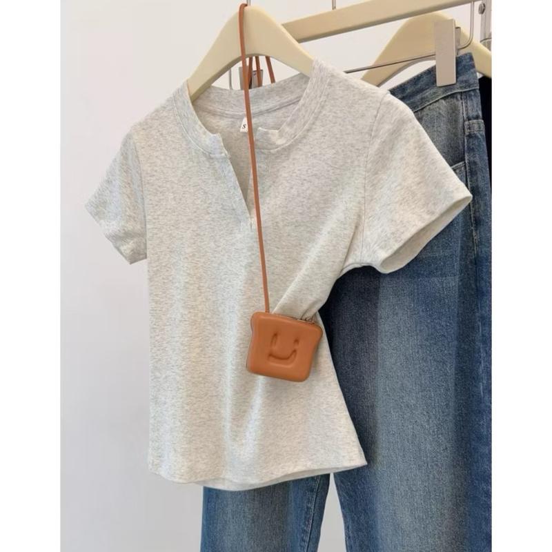 B02 Áo thun nữ tay ngắn cổ trụ tàu ôm body size dưới 53KG