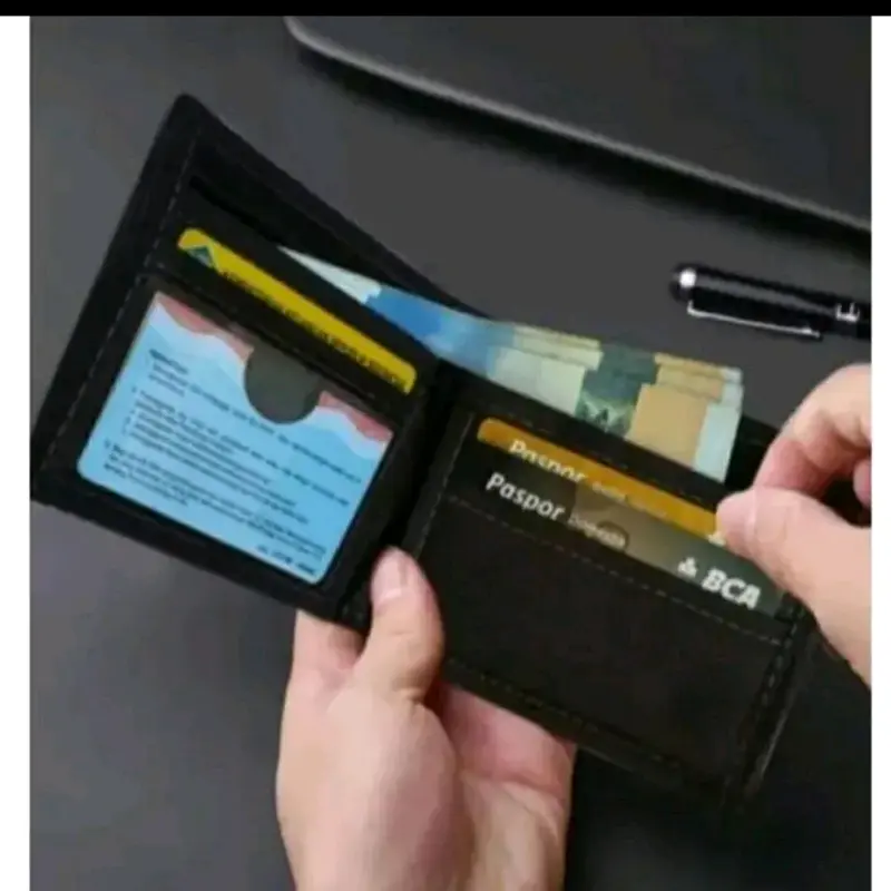 BAYAR DI TEMPAT Dompet Pria murah Dompet fashion pendek Dompet kulit sintetis Dompet kartu Dompet harga Grosir FREE BOX 4