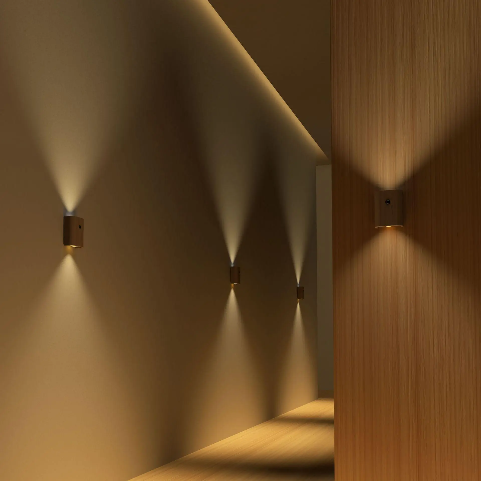 USB Rechargeable Wood Grain Night Light, 1 Count LED Wall Mounted Reading Light, Motion Sensor Magnetic Night Light for Bedroom, Living Room, Home Decor