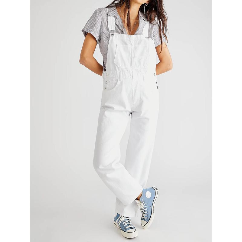 Product Introduction of Women Fashion Denim Long Jumpsuit Casual Spaghetti Strap Wide Leg Romper Pants Summer Baggy Bib Overalls 40
