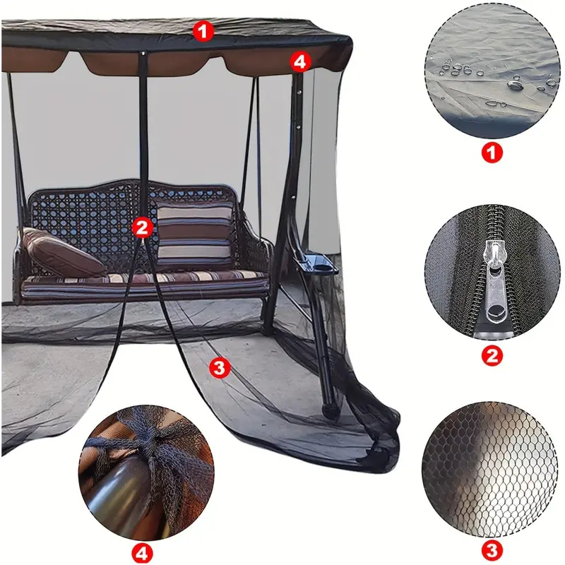 Outdoor Mosquito Net, Zipper Single Door Mosquito Net, Mosquito Net for Outdoor Swing, Camping & Hiking Equipment 4