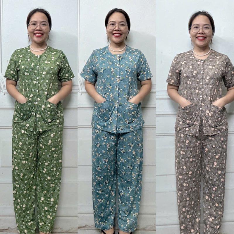 Bộ Đồ Thun Lạnh Áo Bà Ba Tay Cộc Quần Dài Cho Người già  Nữ Women