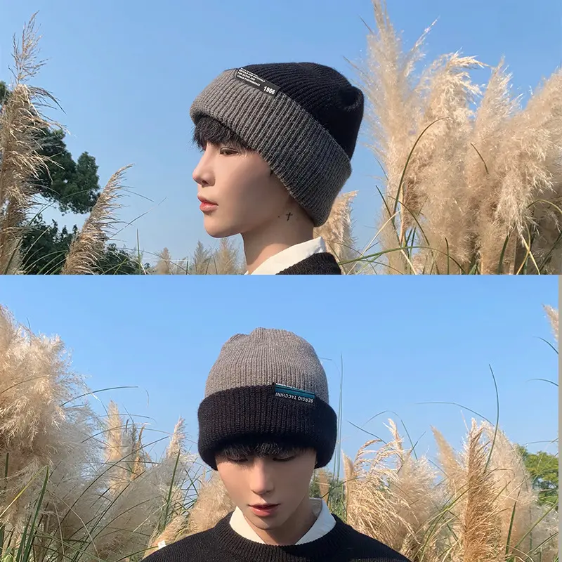 Topi Winter Double Side Knitted Beanie Hat Musim Dingin Kupluk Korean Style Unisex Pria Wanita 5
