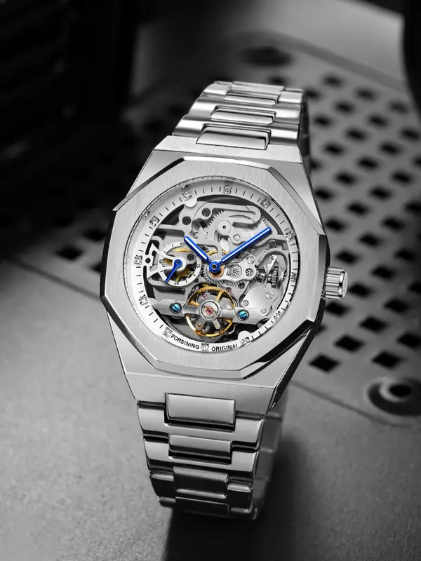Men's Classic Business Rhinestone Decorated Analog Mechanical Watch, Fashion Watches for Men, Luminous Hands Watch for Party, Daily Clothing Decor, Trendy All-match & Exquisite Watch for Birthday Gift with Box 4