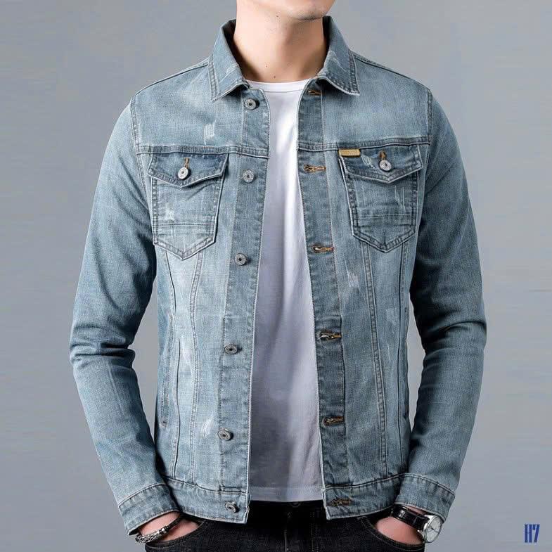 Áo khoác jean Nam dễ phối đồ khoác chống năng hăng ngày ao khoac nam Menswear Jacket Có Túi Có Cổ