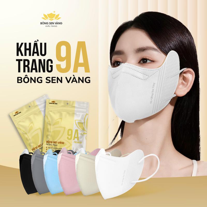 Khẩu Trang Bông Sen Vàng 9A, 5 Lớp, Kháng Khuẩn, Chống Nắng Toàn Diện Phụ Kiện