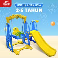 Gambar SPEEDS Perosotan Ayunan Set Karakter Mainan Seluncuran Anak Free Ring Basket Prosotan 5 In 1 Playground LX001-1301 - M1301 BIRU 3in1 dari Speeds Premium Store Kota Surabaya 5 Tokopedia
