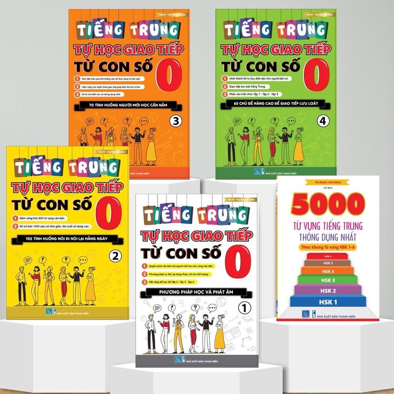 BỘ SÁCH TỰ HỌC GIAO TIẾP TIẾNG TRUNG TỪ CON SỐ 0 GỒM 4 TẬP TẶNG KÈM SÁCH 5000 TỪ VỰNG THÔNG DỤNG (có file luyện nghe)