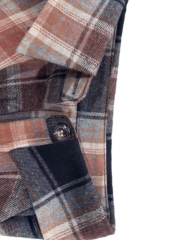 Women's Plus Size Plaid Print Flap Pocket Button Front Blouse, Casual Drop Shoulder Long Sleeve Shirt, Gift Set, Women Plus Clothing for Spring & Fall Daily Wear 4