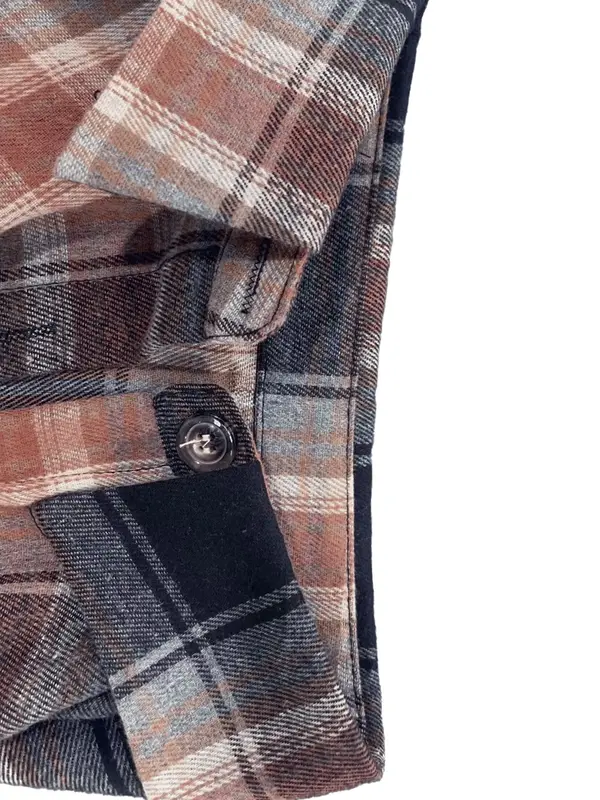 Women's Plus Size Plaid Print Flap Pocket Button Front Blouse, Casual Drop Shoulder Long Sleeve Shirt, Gift Set, Women Plus Clothing for Spring & Fall Daily Wear 3