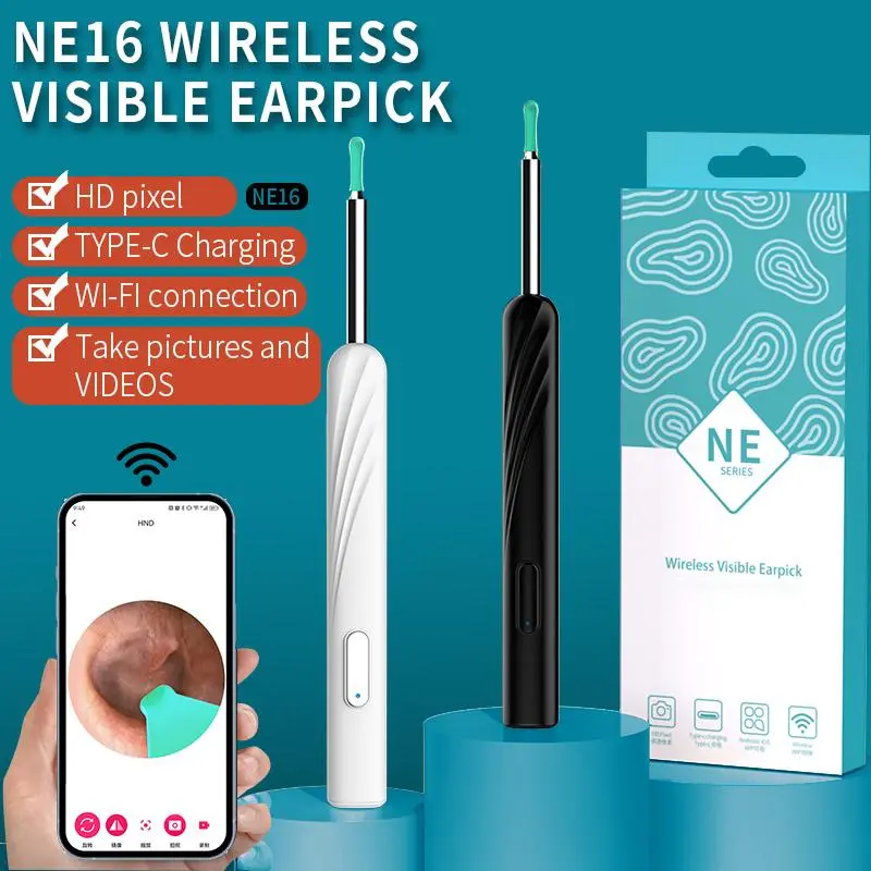 Electric Earwax Removal Kit, 1 Box Earwax Removal Tool with Camera & Accessories, 1080P Wireless Ear Cleaner, Visual Ear Cleaner for Smartphone 2