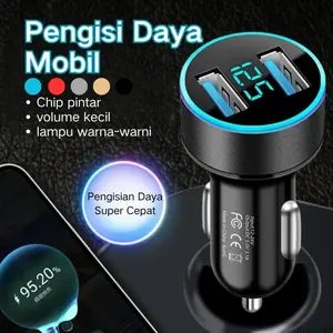 Pengisi Daya Mobil Motor 12V 24V 2 Port 4USB 2PD Charger Cepat 3.1A dengan Layar LED Digital Universal Fast Charging