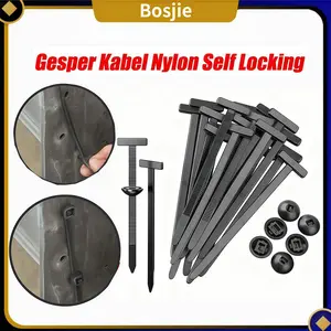 【Bosjie】20Pcs pengikat kabel mobil dan motor multifungsi, klip kabel nilon pengunci otomatis yang dapat disesuaikan/pengikat kabel nilon