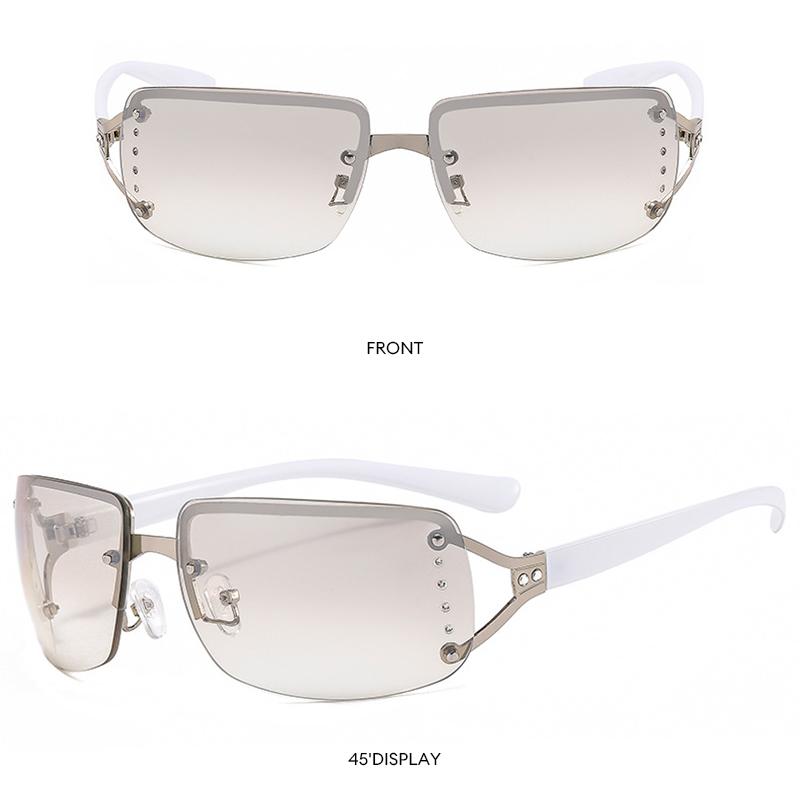 [JUNKSAILA] Kacamata Hitam Wanita Fashion Lensa Rimless Anti UV TM6918 — Sunglasses Rimless Stylish, Eyewear Wanita Anti Sinar UV