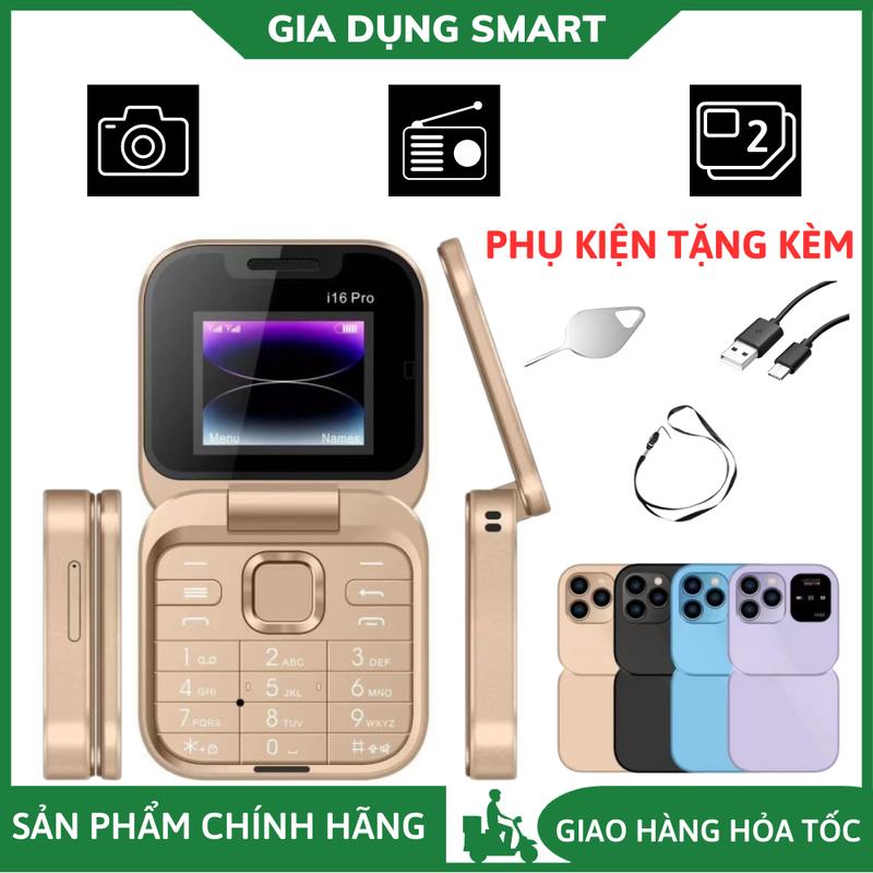 Điện Thoại Mini Nắp Gập Thông Minh SERVO i16 Pro Bàn Phím 2 Sim 2 Sóng, Nghe Gọi, Quay Phim Chụp Ảnh, Bảo Hành 12 Tháng