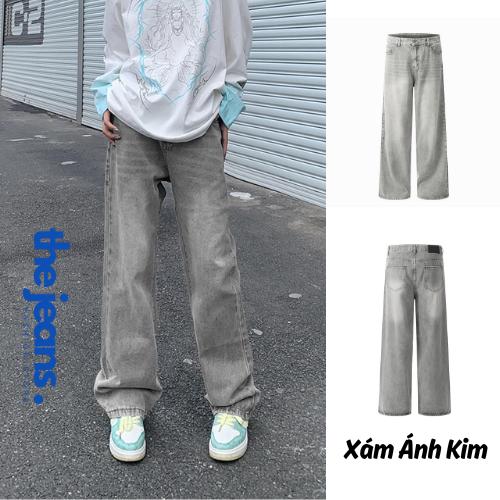 Quần Jean Nam Ống Suông Dáng Baggy Wash 2 Màu Xám Ánh Kim Chất Liệu Jean Cao Cấp The Jeans - Menswear, Pants Ong Có Túi baggy  carhartt quanjean nam
