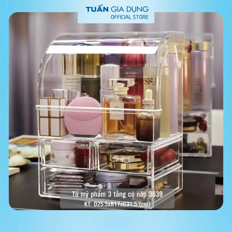 Tủ mỹ phẩm, tủ thuốc, đựng đồ trang sức 3 tầng cao cấp Hokori 3639-3 (Để bàn) 0