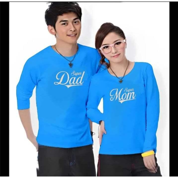 (HARGA SUDAH DAPAT 2 BAJU) Kaos Couple SUPER DAD MOM Lengan Panjang Bahan Katun Soft Sablon Printing Digital DTF Distro Cewek Cowok Pasangan Oblong Dewasa Lembut Wanita 5