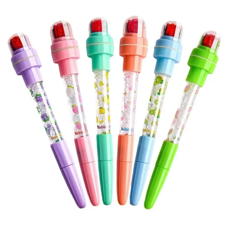 Bút Tạo Bong Bóng, Vui Nhộn Với Đèn, Có Tem, Bút Khuôn Con Lăn 5 Trong 1, Đa Chức Năng, Thích Hợp Để Viết Và Ký, Bút Thổi Bong Bóng, Thích Hợp Cho Học Sinh 0