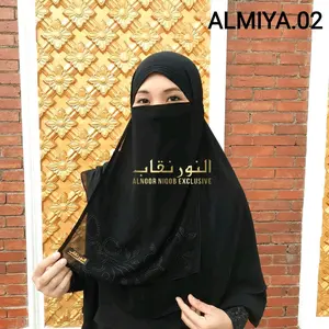 cadar NIQOB cadar tali karet ALMIYA DUA LAYER CADAR LEPAS RENDA panjang muslim