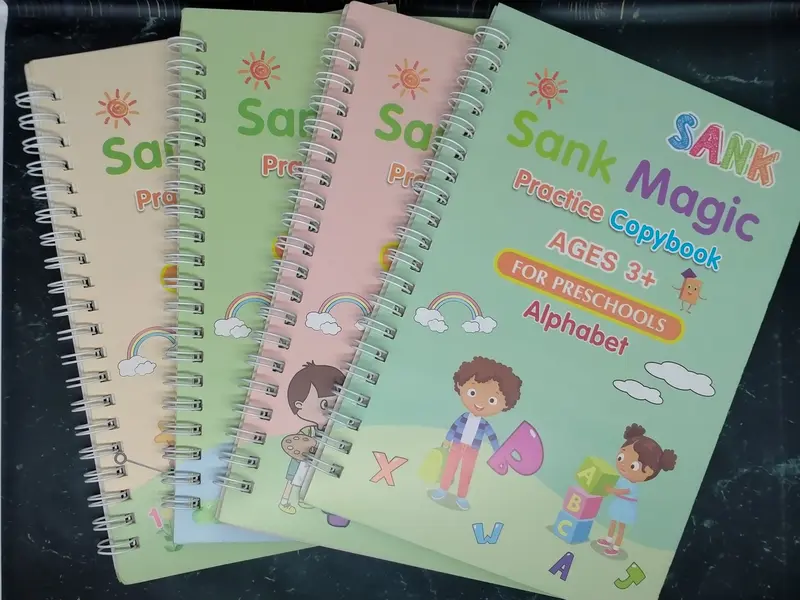 1 SET ISI 4 SANK MAGIC PRACTICE BOOK Belajar Menulis Angka Dan Huruf Anak Balita PAUD TK Buku Pen Pulpen 0